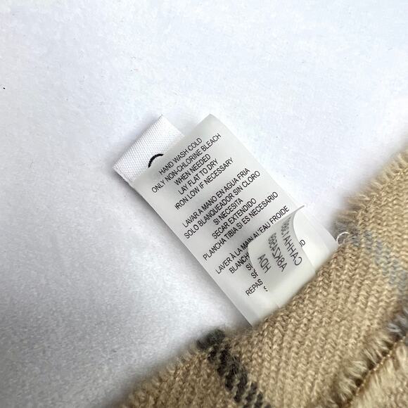 Calvin Klein Acrylic Tan Plaid Fringe Scarf - Picture 7 of 7